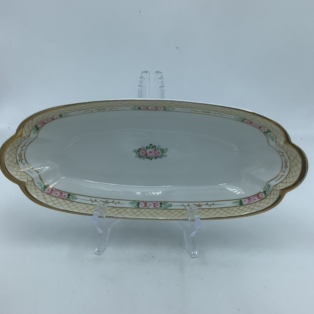 Antique Nippon Hand-painted Oval Serving Bowl/ Dish